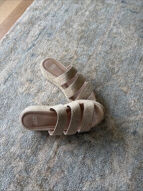 Eileen Fisher Neutral Beige Woven Slide Mules